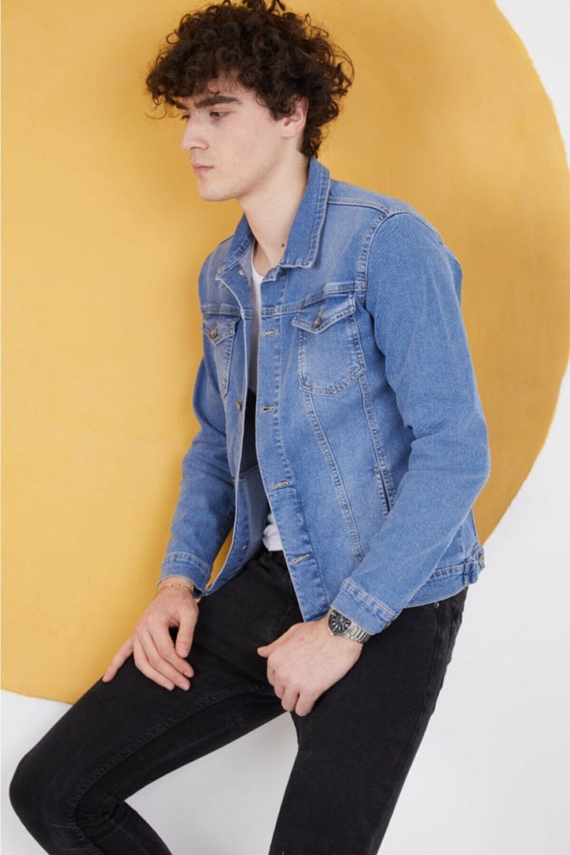 Mens Denim Jacket Stretchable Fine Lycra - DENIMS 