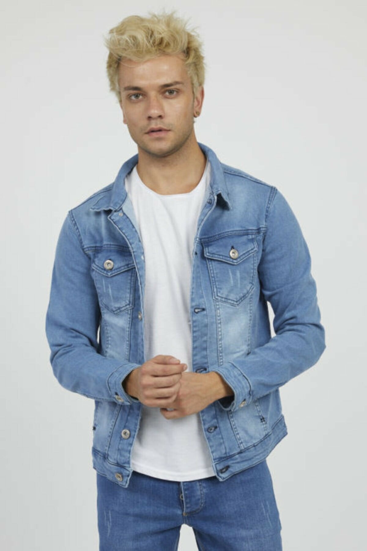 Mens Denim Jacket Stretchable Fine Lycra - DENIMS 