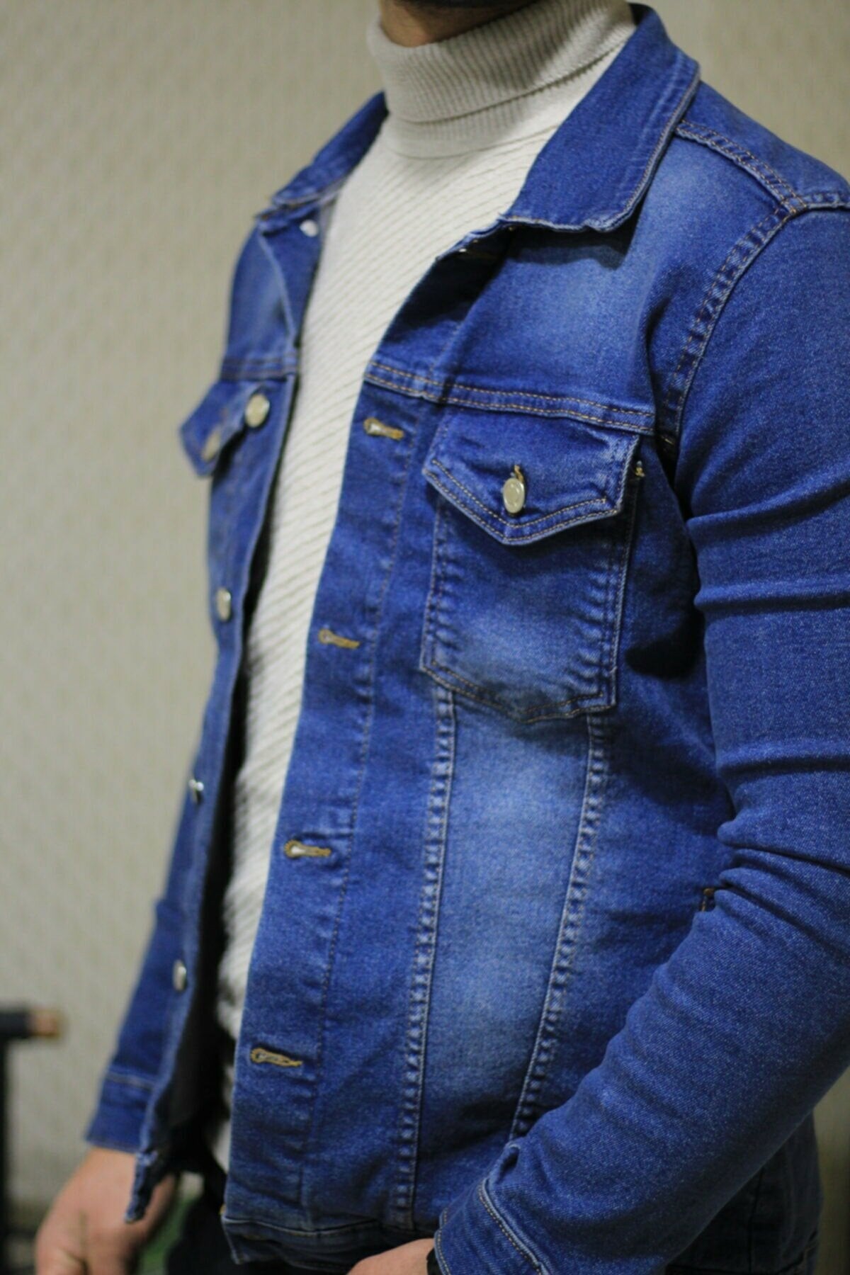 Mens Denim Jacket Stretchable Fine Lycra - DENIMS 