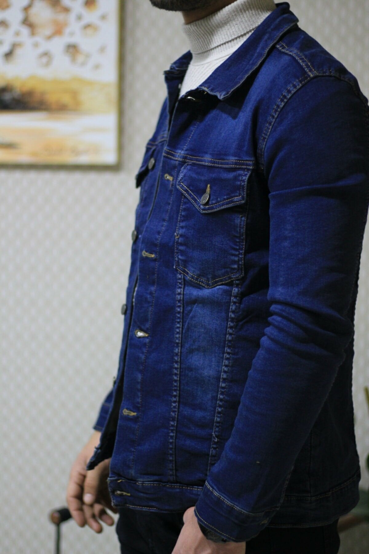 Mens Denim Jacket Stretchable Fine Lycra - DENIMS 