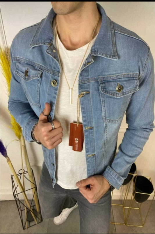 Mens Denim Jacket Stretchable Fine Lycra - DENIMS 