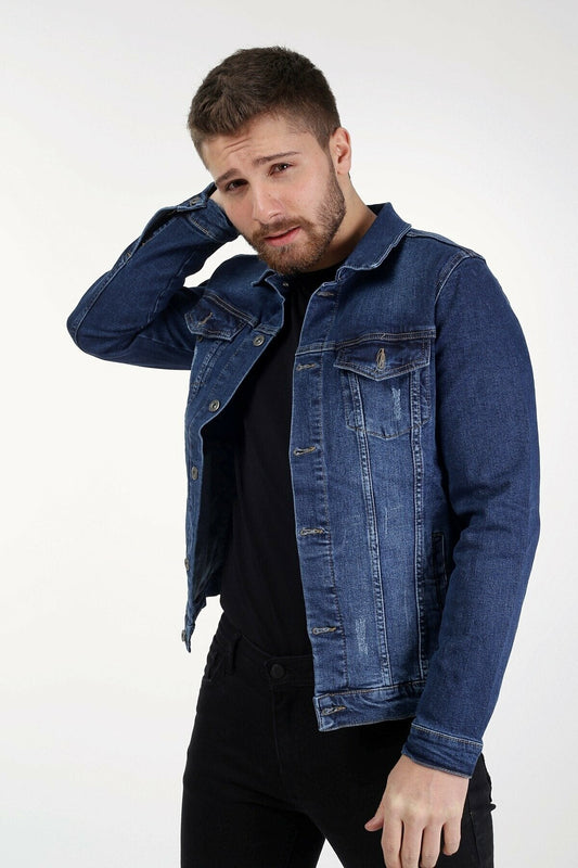 Mens Denim Jacket Stretchable Fine Lycra - DENIMS 