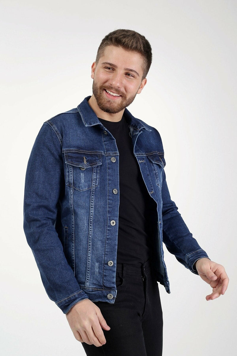 Mens Denim Jacket Stretchable Fine Lycra - DENIMS 