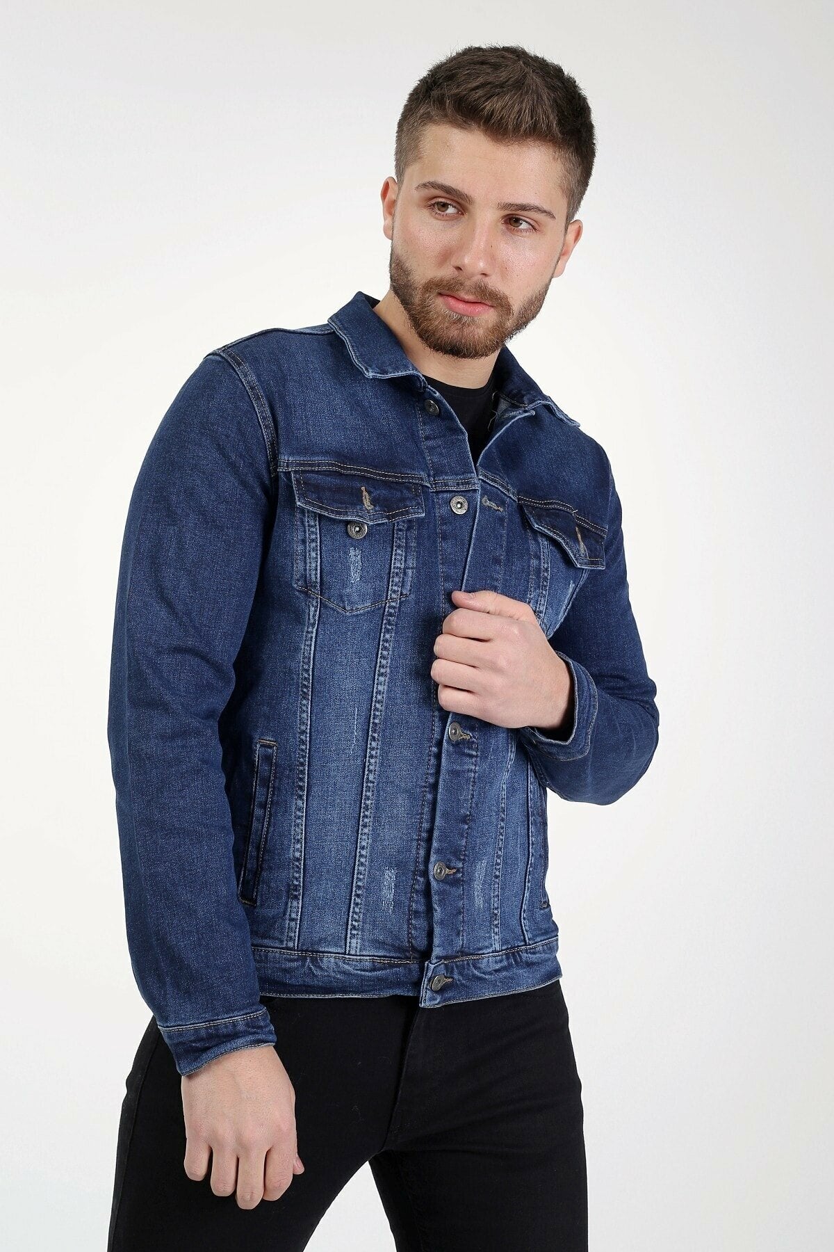 Mens Denim Jacket Stretchable Fine Lycra - DENIMS 
