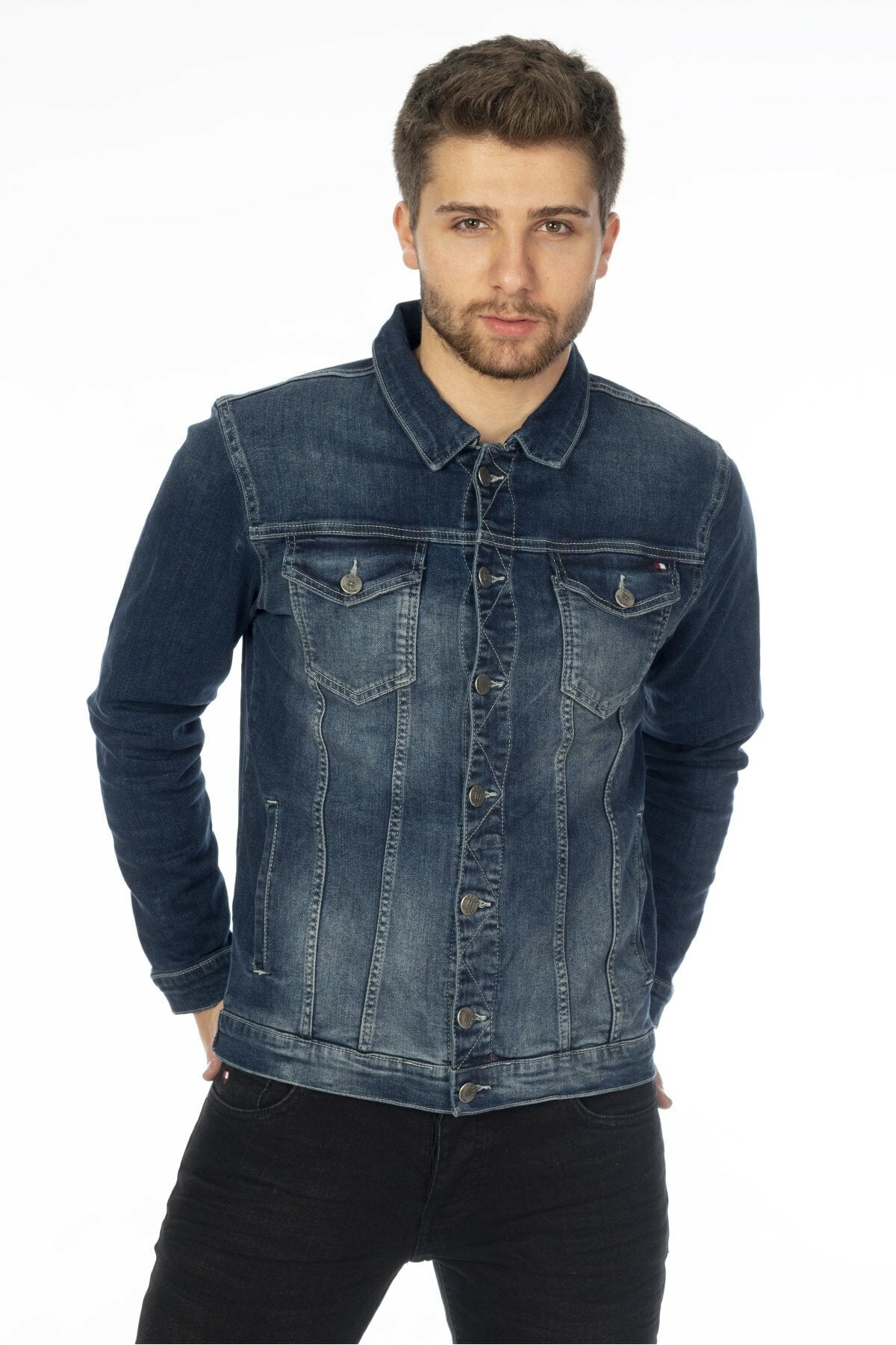 Mens Denim Jacket Stretchable Fine Lycra - DENIMS 