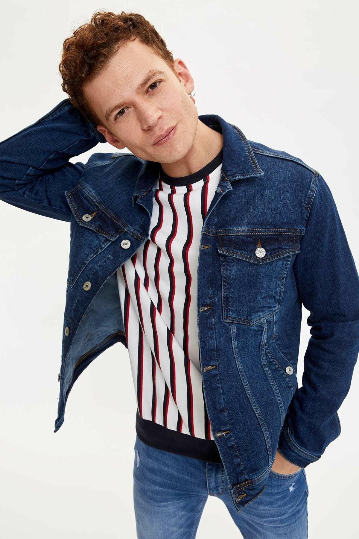 Mens Denim Jacket Stretchable Fine Lycra - DENIMS 