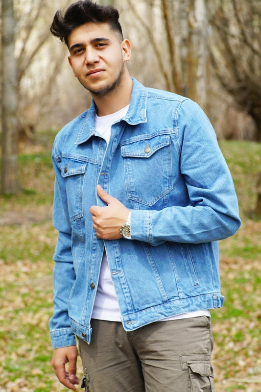 Mens Denim Jacket Stretchable Fine Lycra - DENIMS 