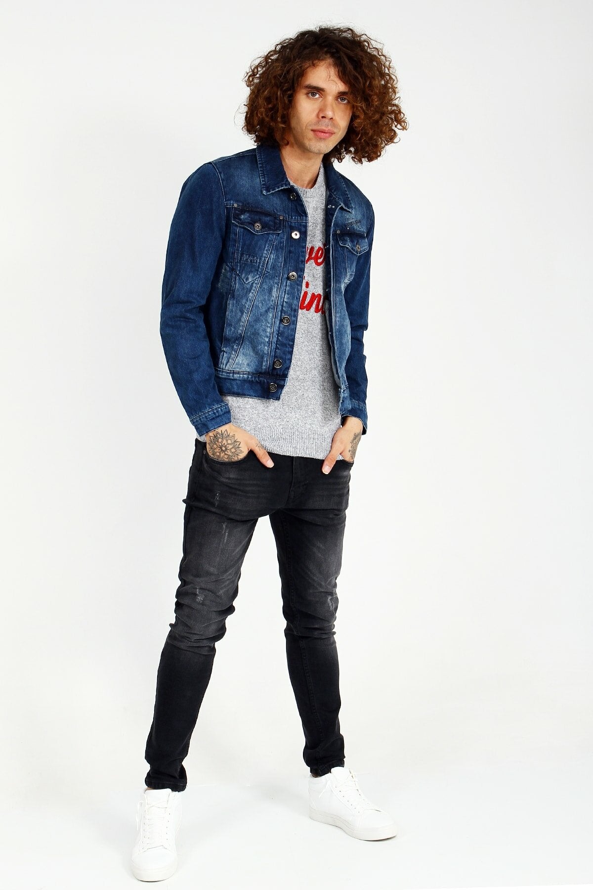 Mens Denim Jacket Stretchable Fine Lycra - DENIMS 