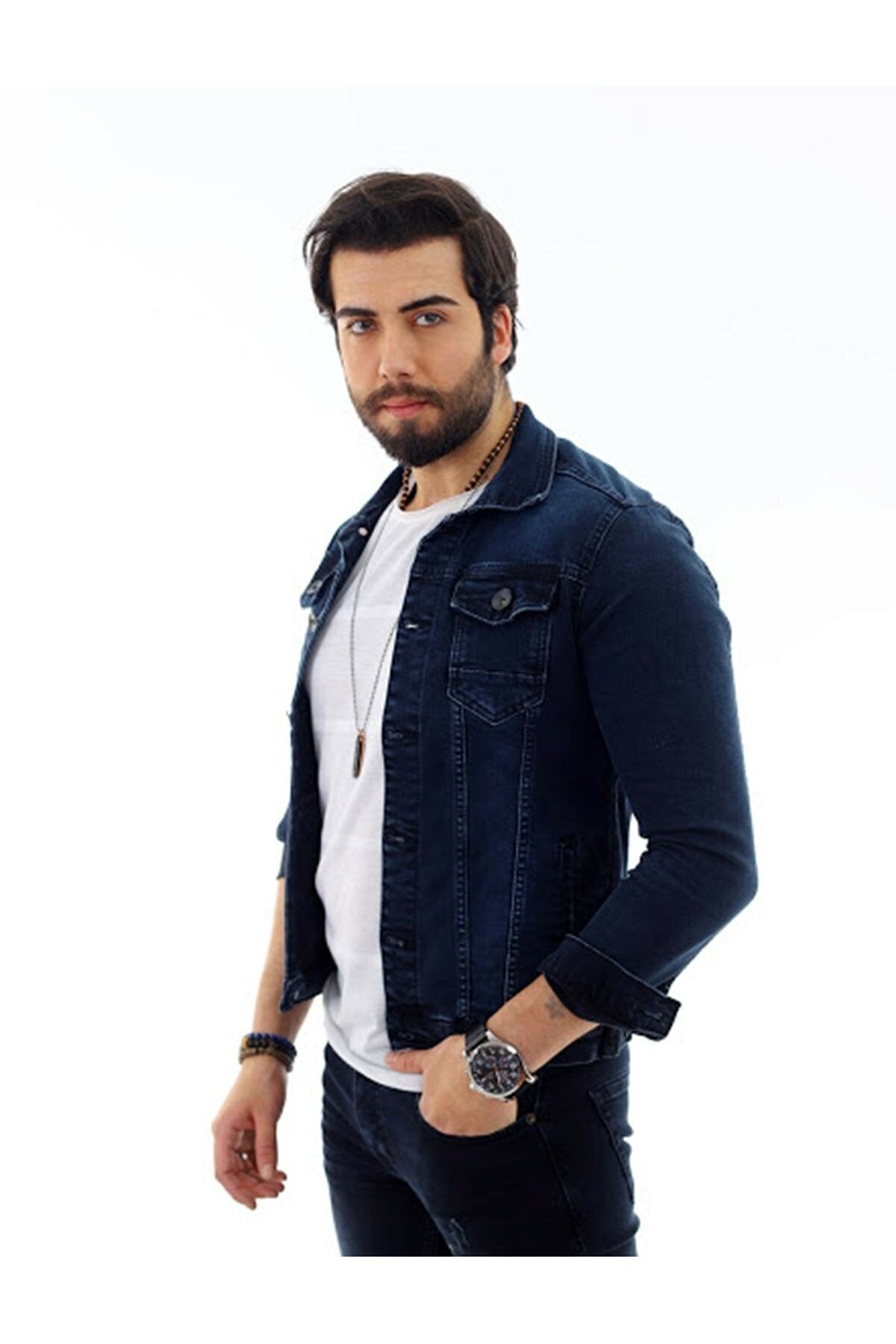 Mens Denim Jacket Stretchable Fine Lycra - DENIMS 