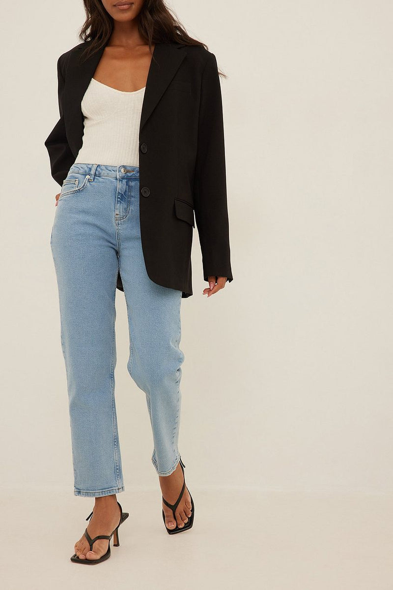 Mid Waist Slim Leg Jeans - DENIMS 