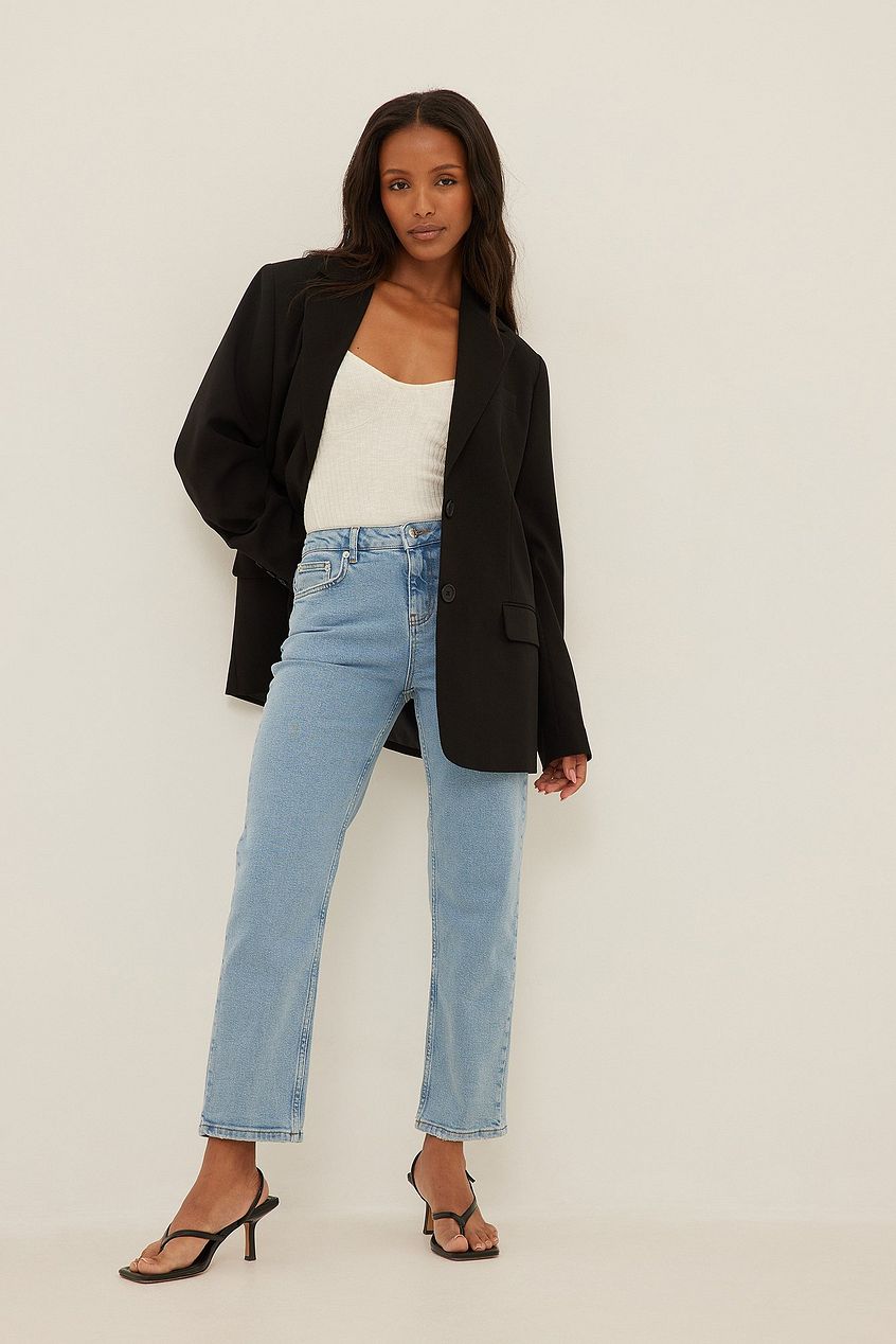 Mid Waist Slim Leg Jeans - DENIMS 