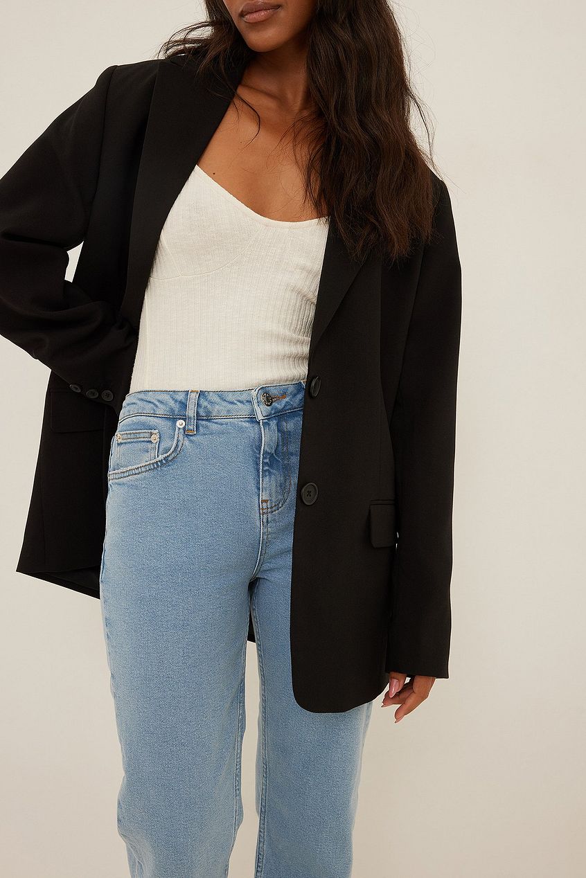 Mid Waist Slim Leg Jeans - DENIMS 