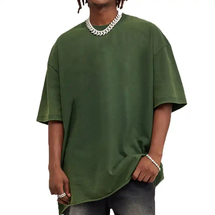 Olive Green Drop Shoulder T-shirt for mens