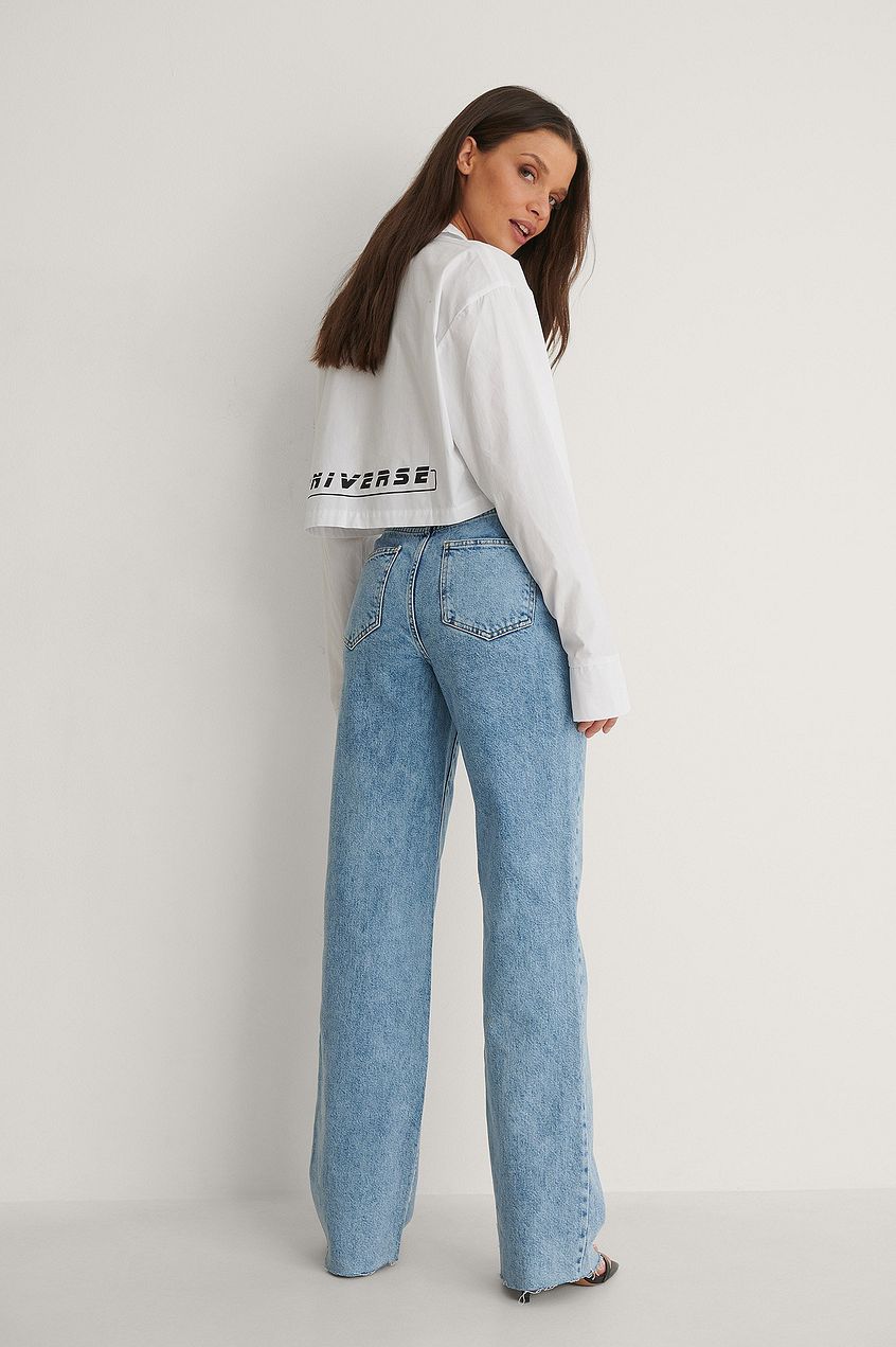 Organic Straight Fit Raw Hem Jeans For Womens - DENIMS 
