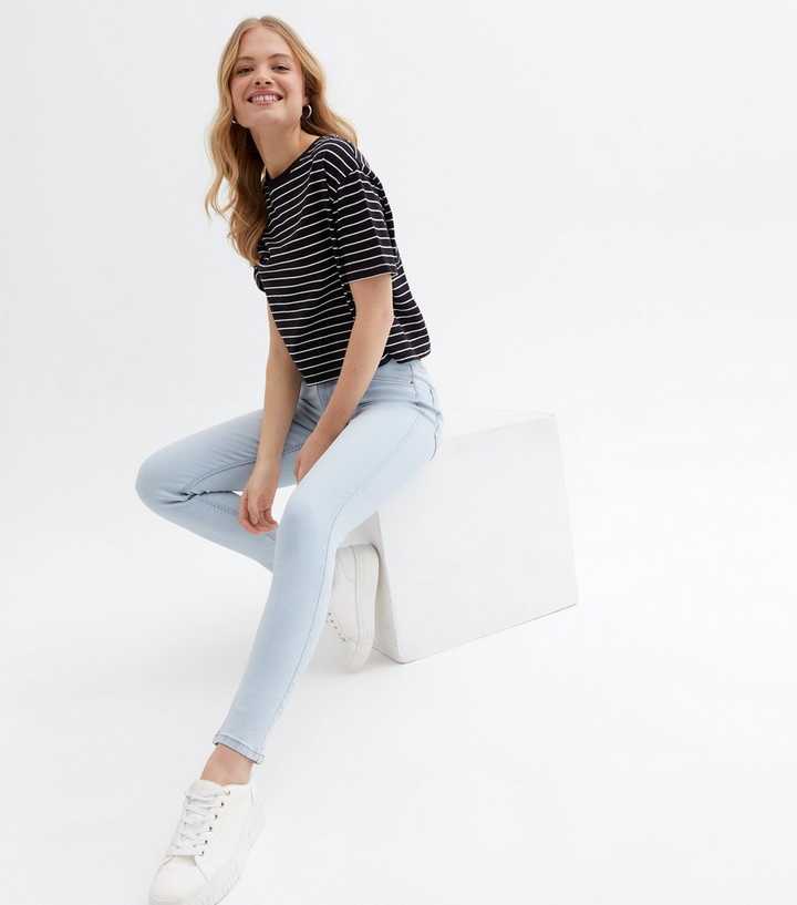 Pale Blue High Waist Ashleigh Skinny Jeans - DENIMS 