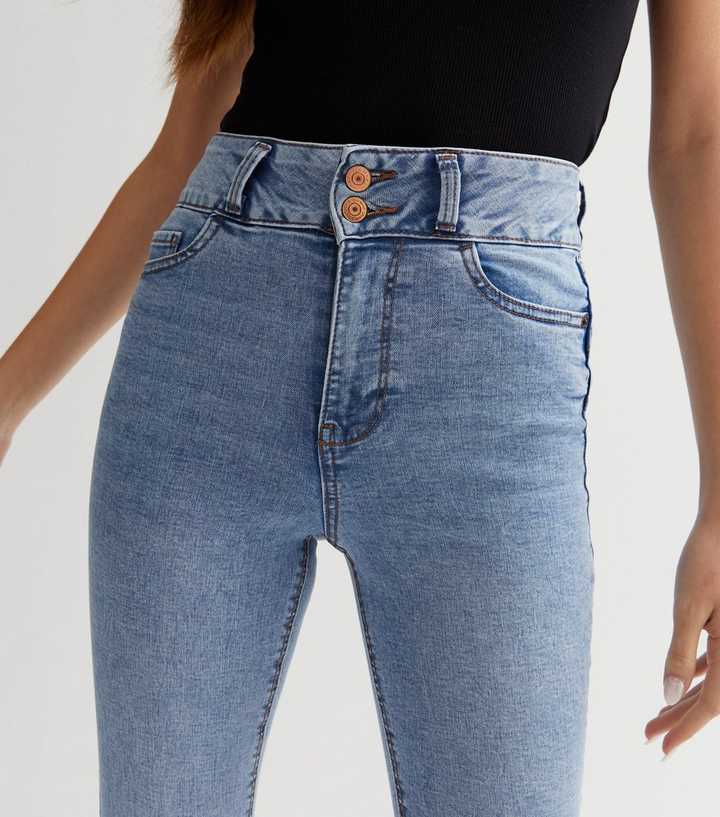Pale Blue Lift & Shape High Waist Yazmin Skinny Jeans - DENIMS 