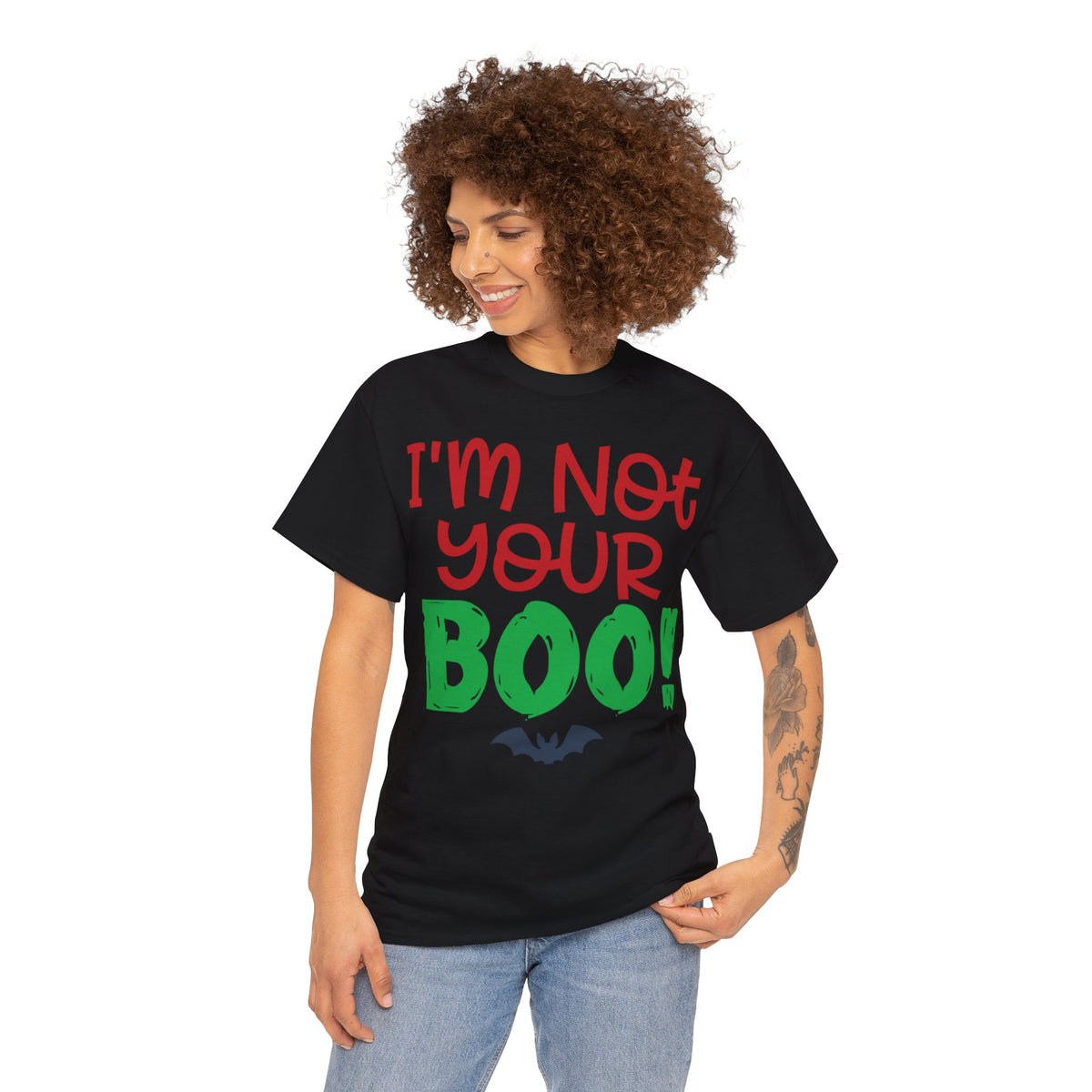 I'm Not Your Boo Women Cotton T-Shirt Black