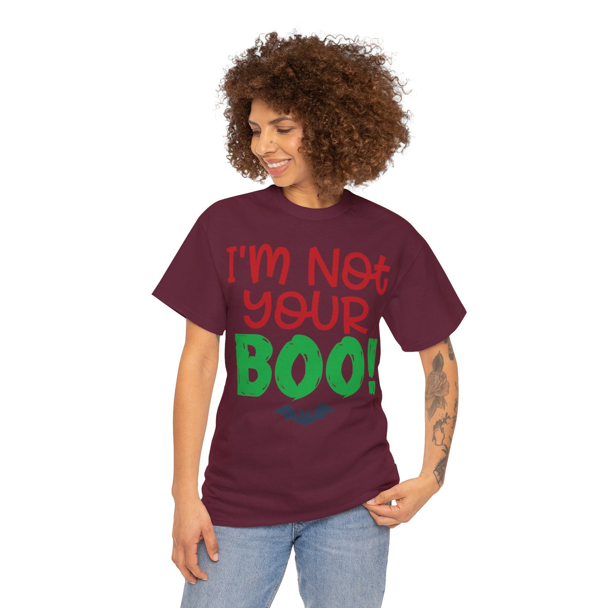 I'm Not Your Boo Women Cotton T-Shirt Black