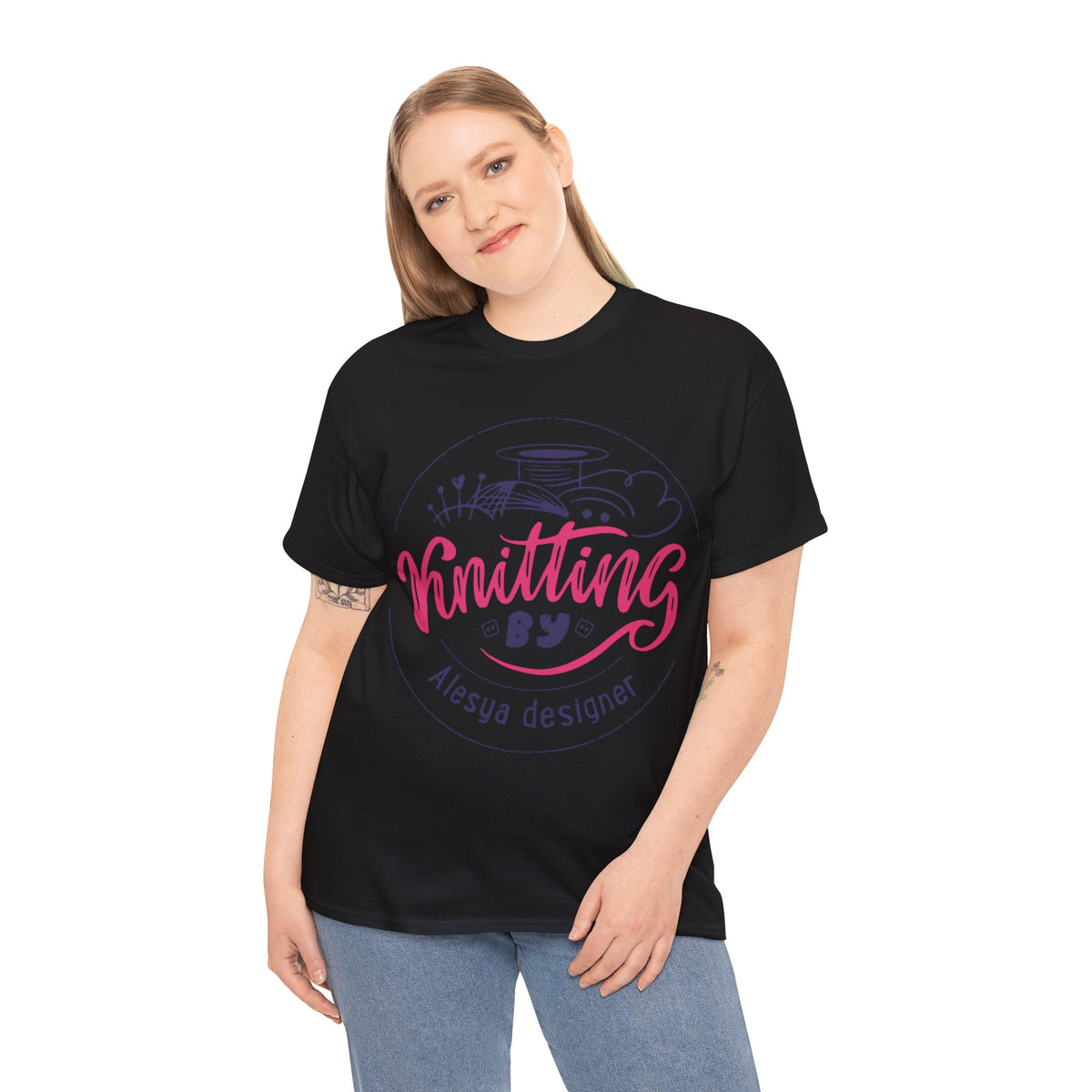 Knitting Printed Graphic T-Shirt For Womens & Girls