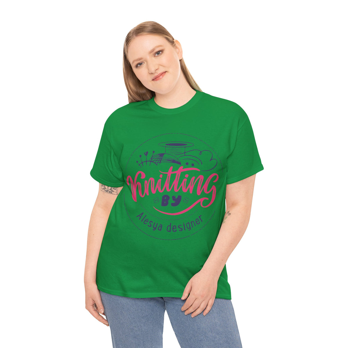 Knitting Printed Graphic T-Shirt For Womens & Girls