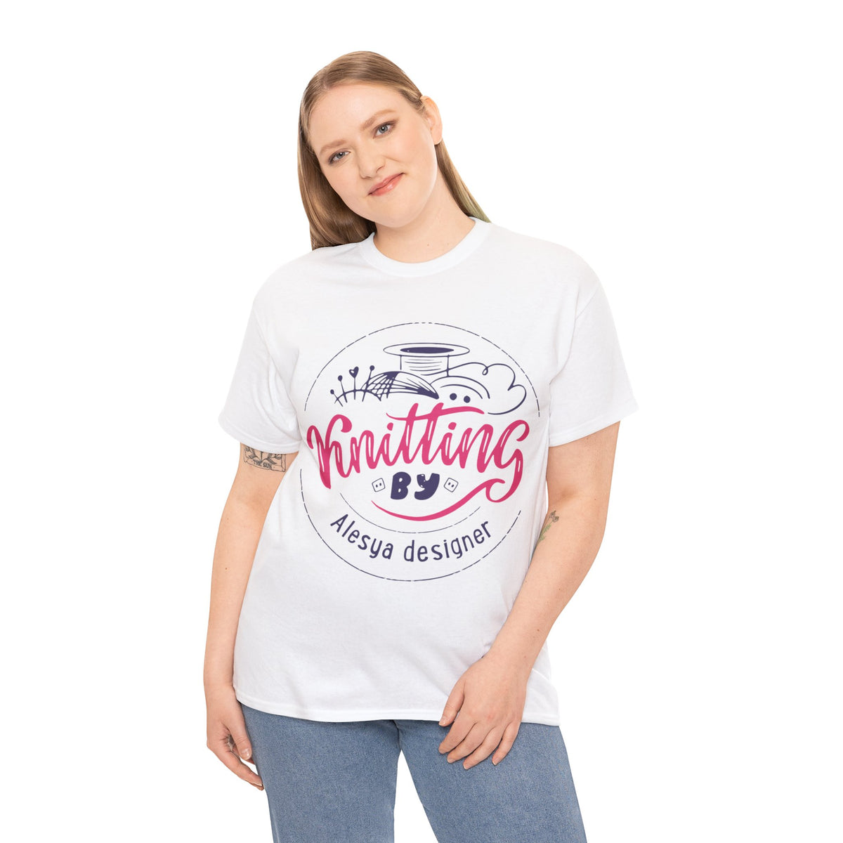 Knitting Printed Graphic T-Shirt For Womens & Girls