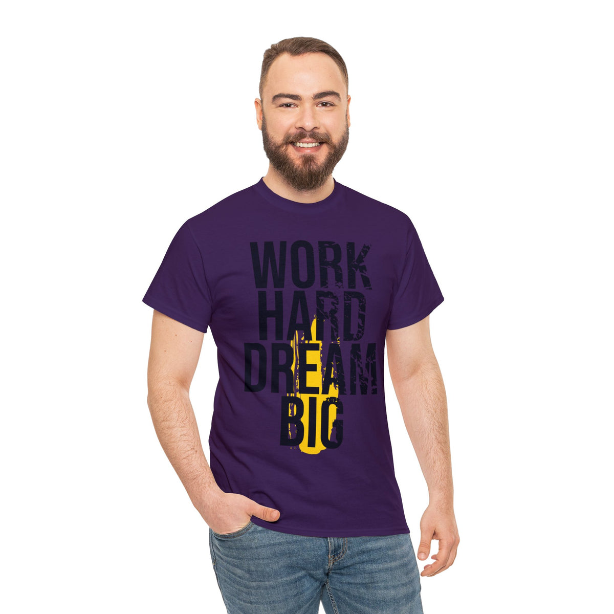 Work Hard Dream Big Printed Graphic T-Shirt for Men