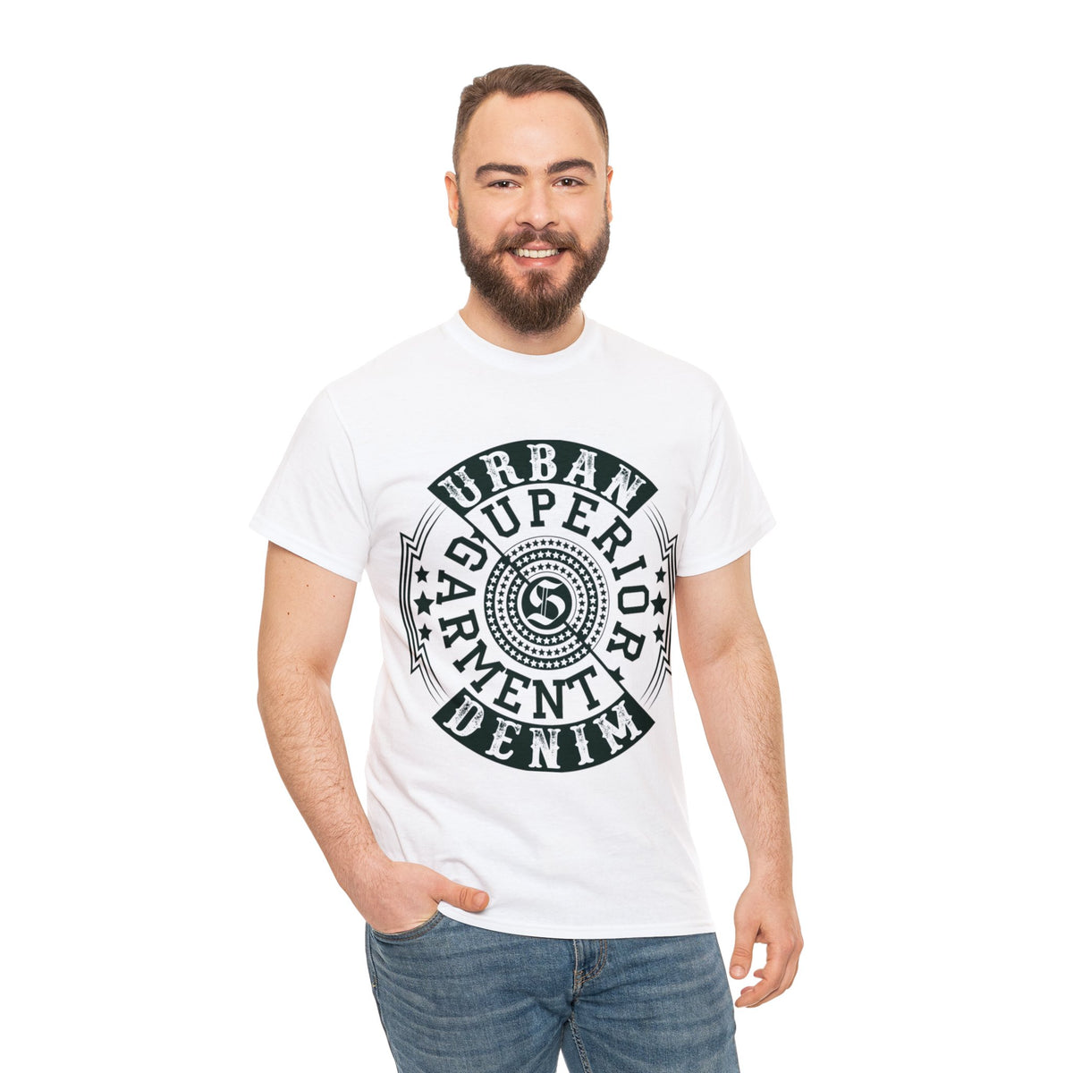 Urban Denim Printed Graphic T-Shirt for Men