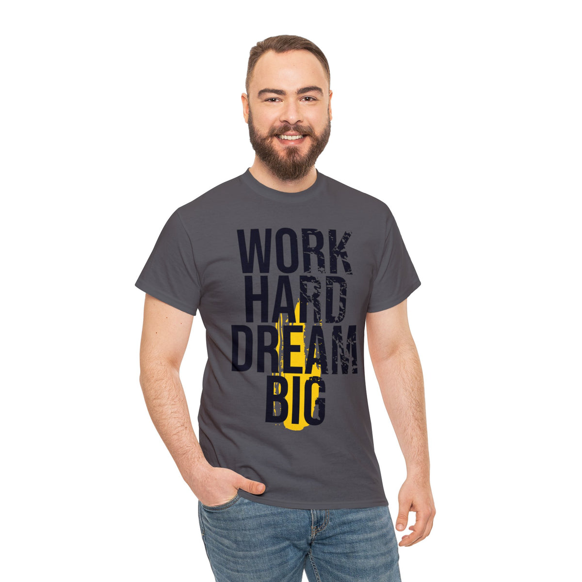 Work Hard Dream Big Printed Graphic T-Shirt for Men