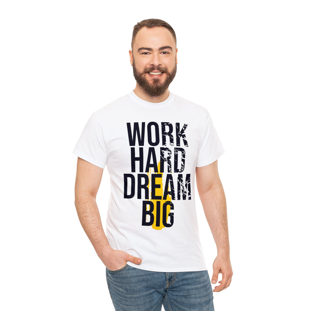 Work Hard Dream Big Printed Graphic T-Shirt for Men