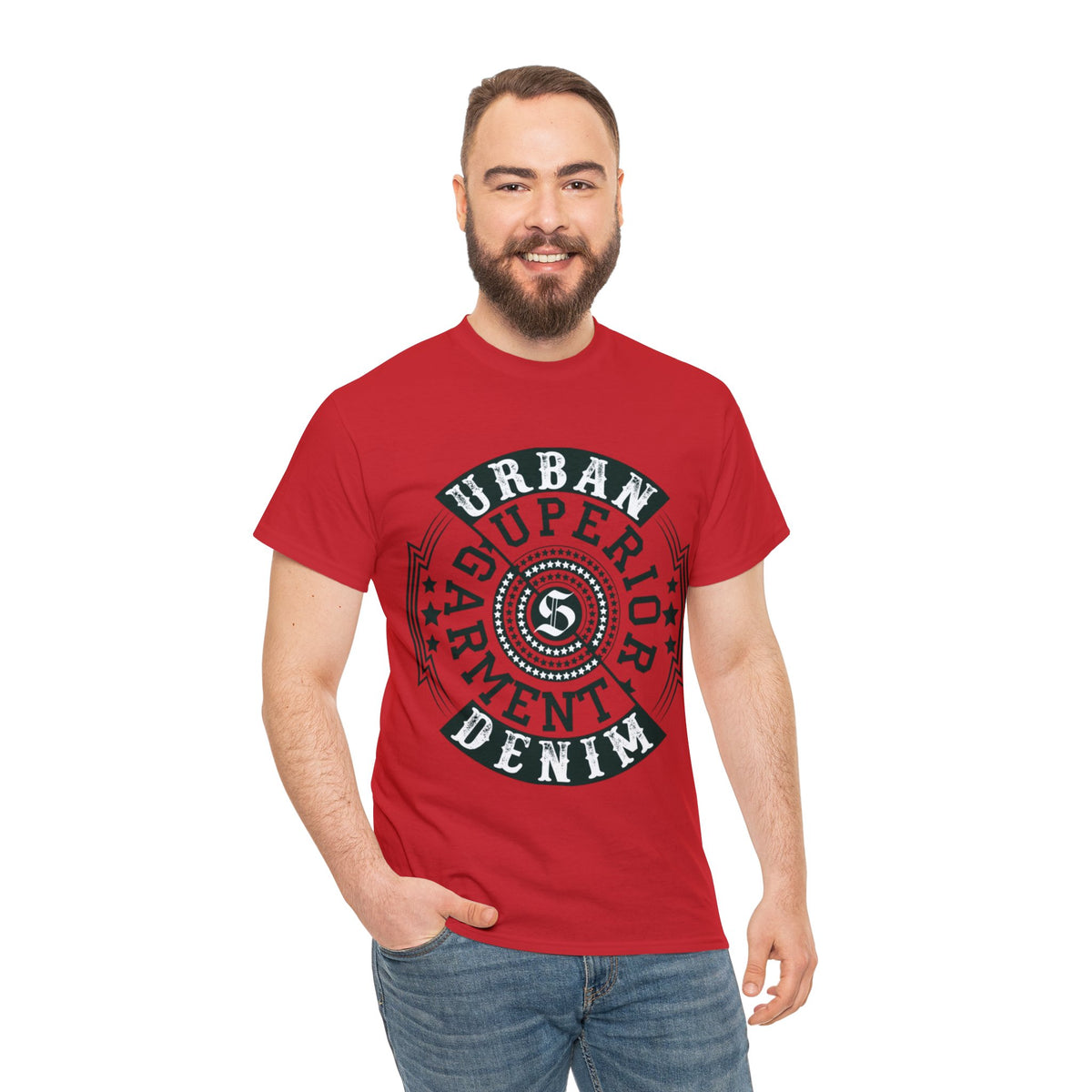 Urban Denim Printed Graphic T-Shirt for Men