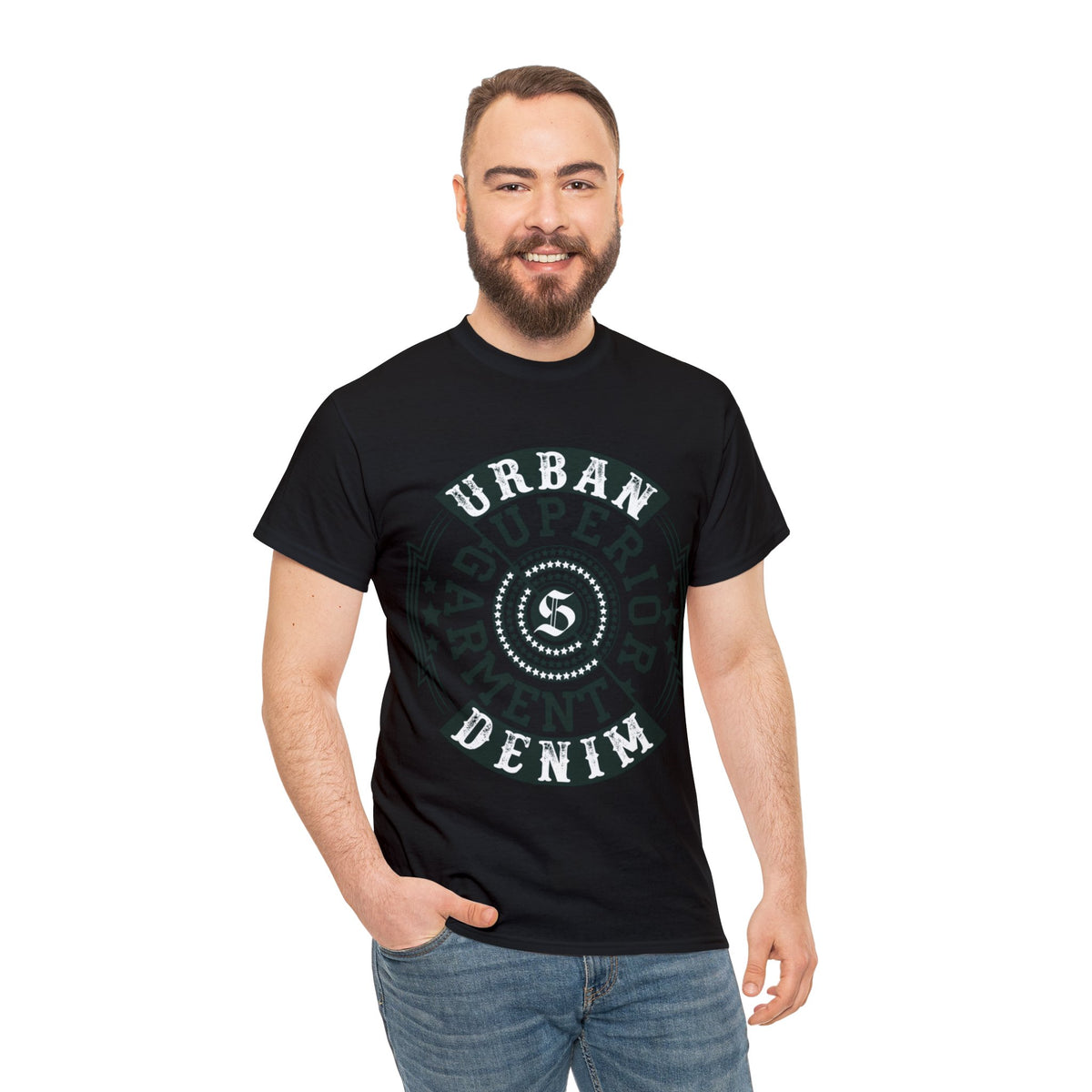 Urban Denim Printed Graphic T-Shirt for Men