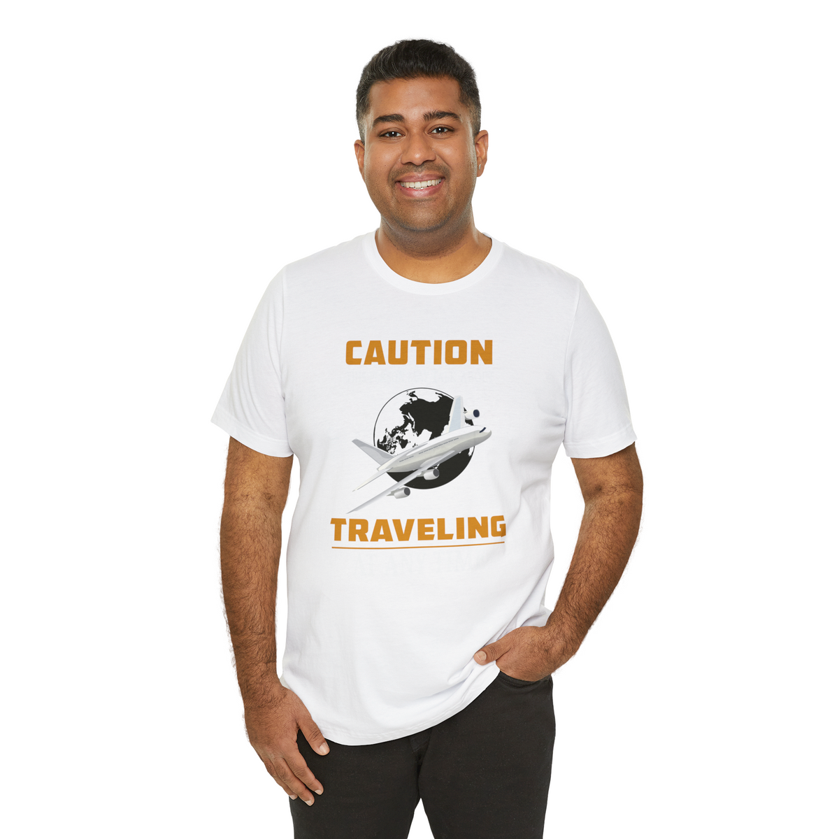 Caution Traveling Printed Graphic T-Shirt for Men