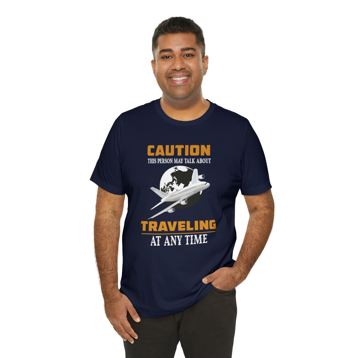 Caution Traveling Printed Graphic T-Shirt for Men