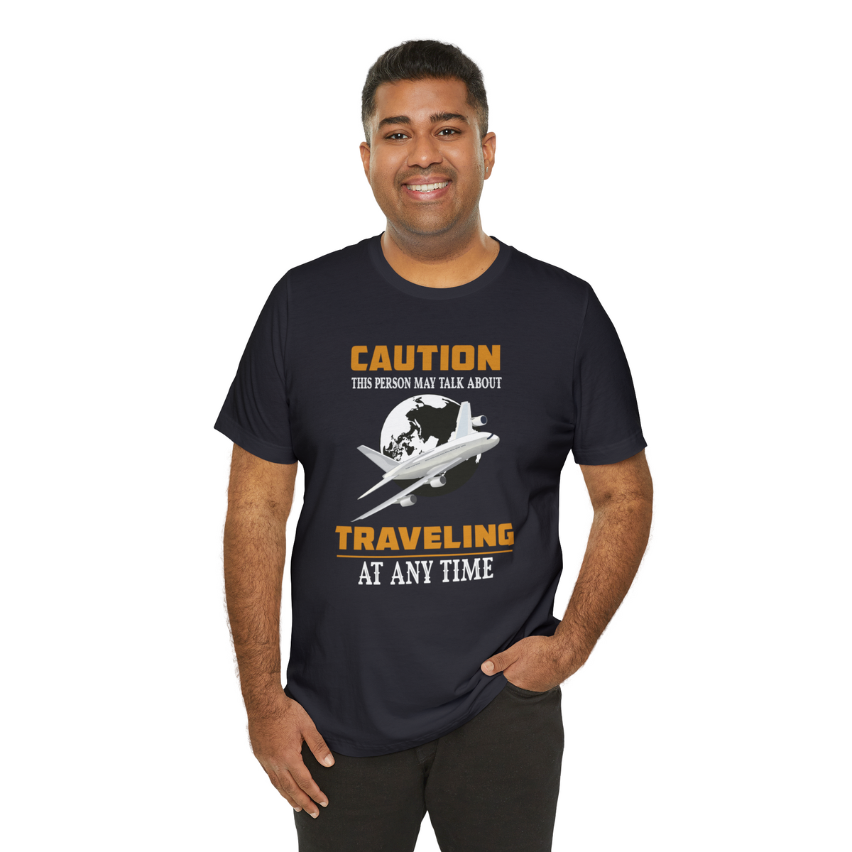 Caution Traveling Printed Graphic T-Shirt for Men