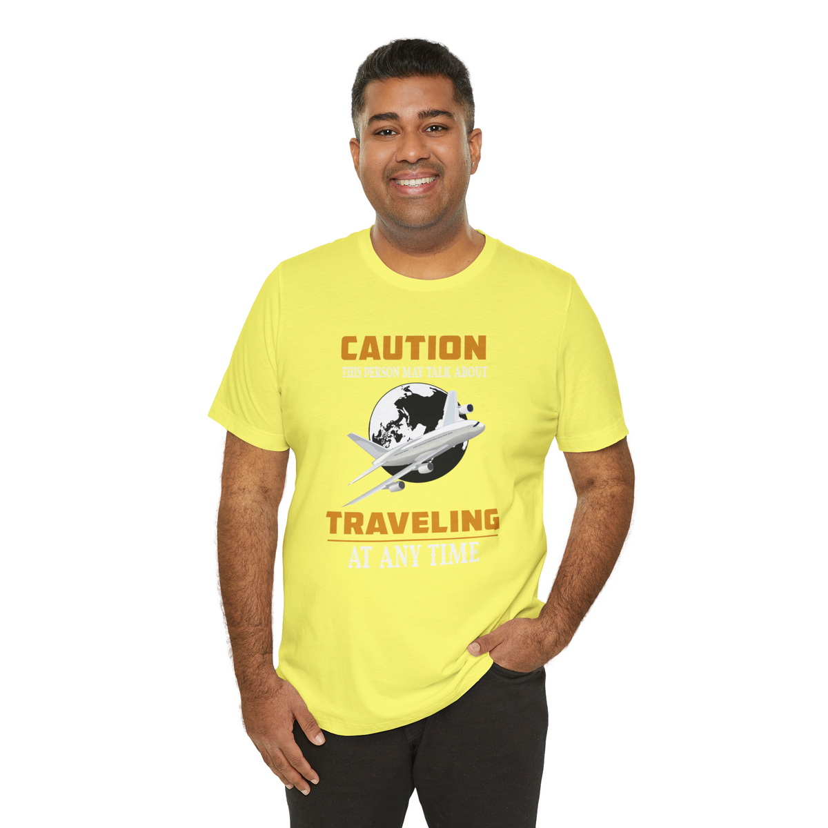 Caution Traveling Printed Graphic T-Shirt for Men