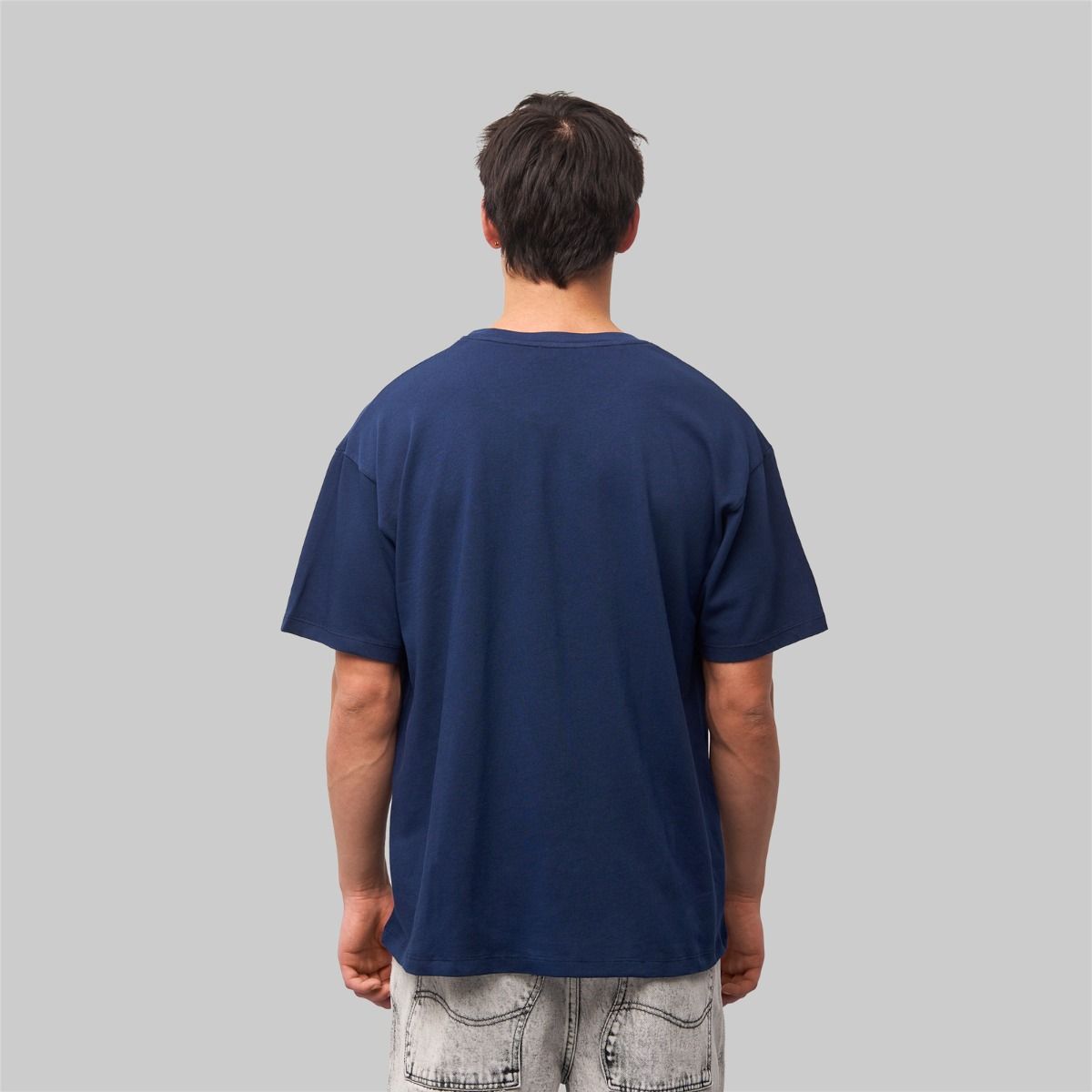 Plain Blue Drop Shoulder T-Shirt For Mens