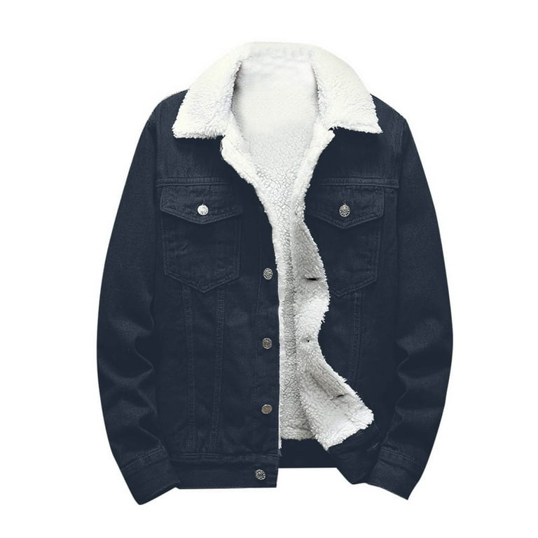 Premium Full sherpa (Far) Black Denim Jacket - DENIMS 