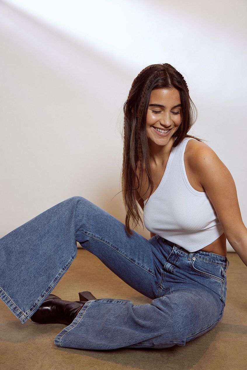 Recycled Wide Leg Flared Denim - DENIMS 