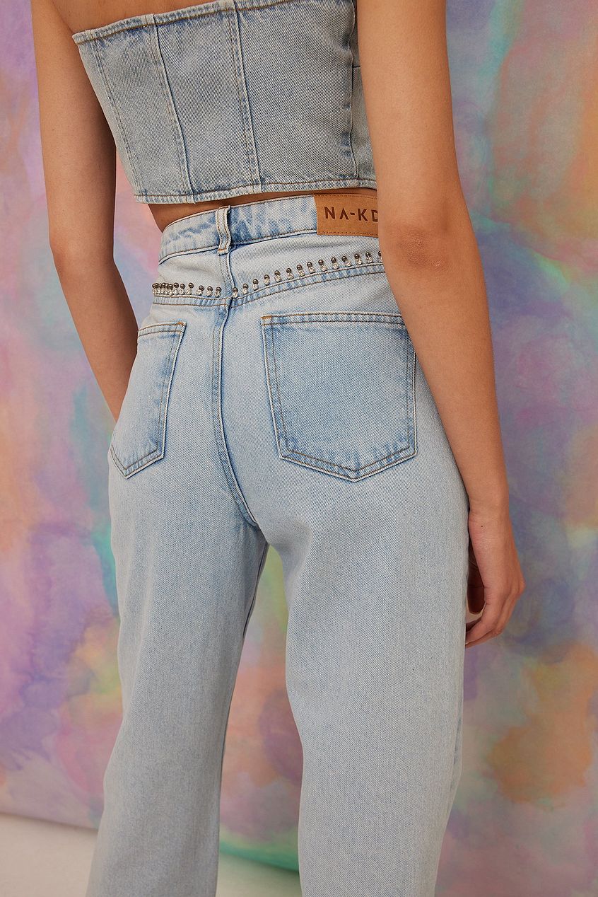 Rhinestone Detail Denim - DENIMS 