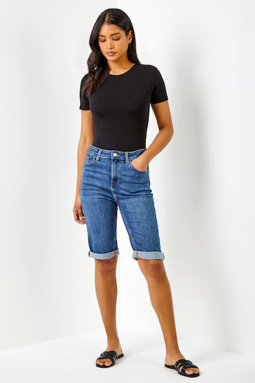 Roman Essential Knee Length Shorts For Women - DENIMS 