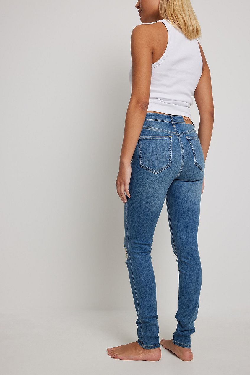 Skinny High Waist Destroyed Jeans - DENIMS 
