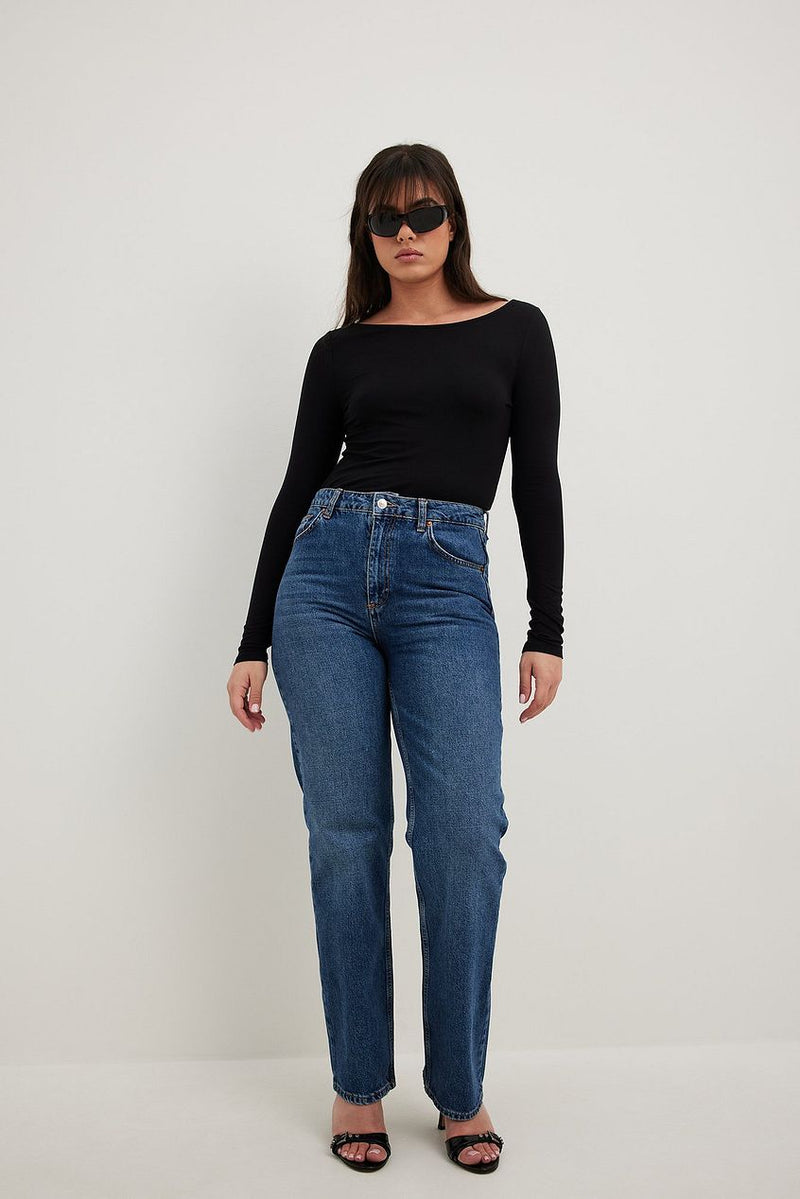 Straight High Waist Jeans - DENIMS 