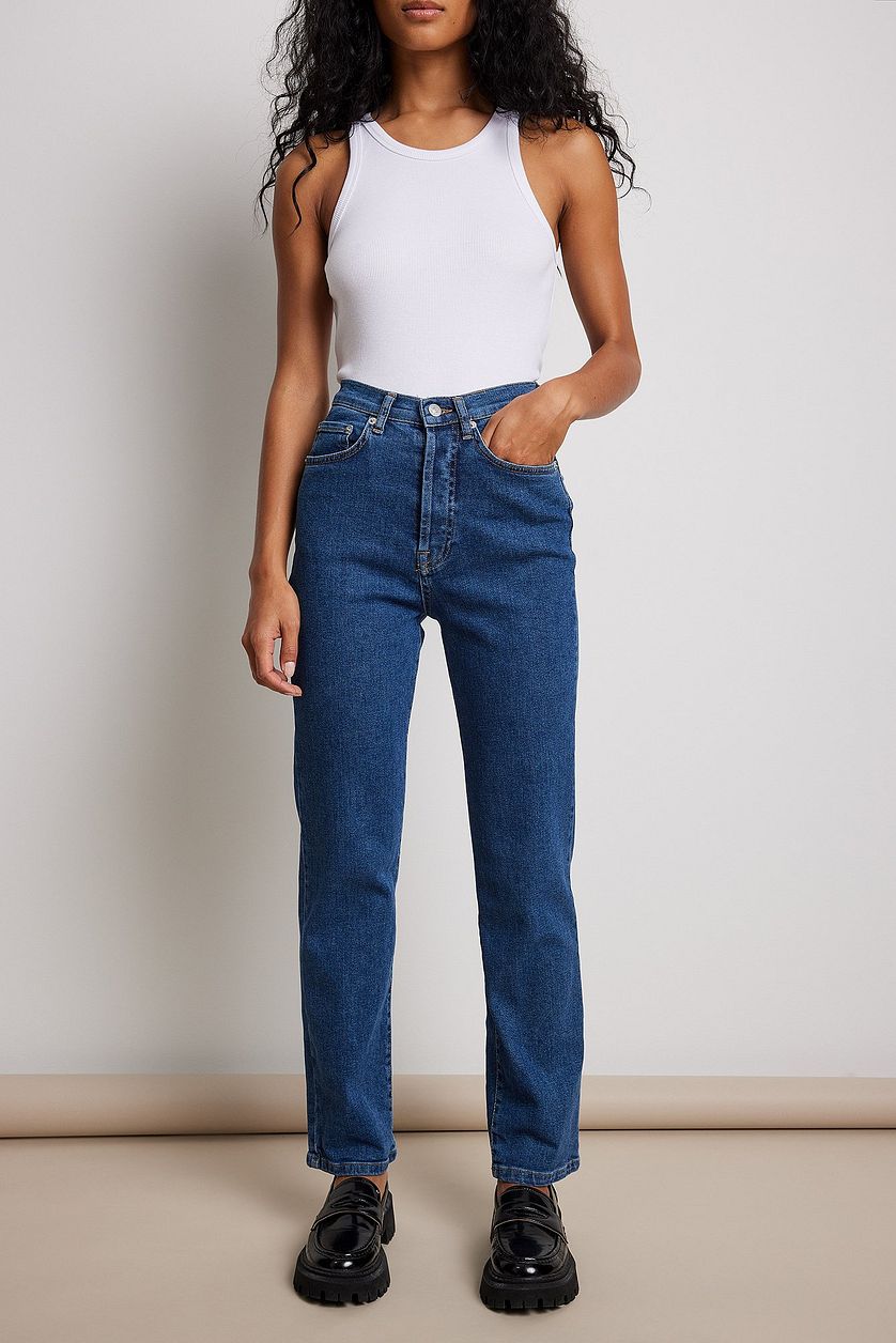 Straight High Waist Jeans - DENIMS 