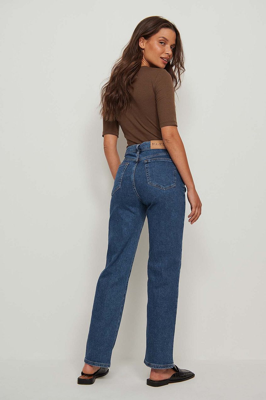 Straight Mid Waist Jeans - DENIMS 