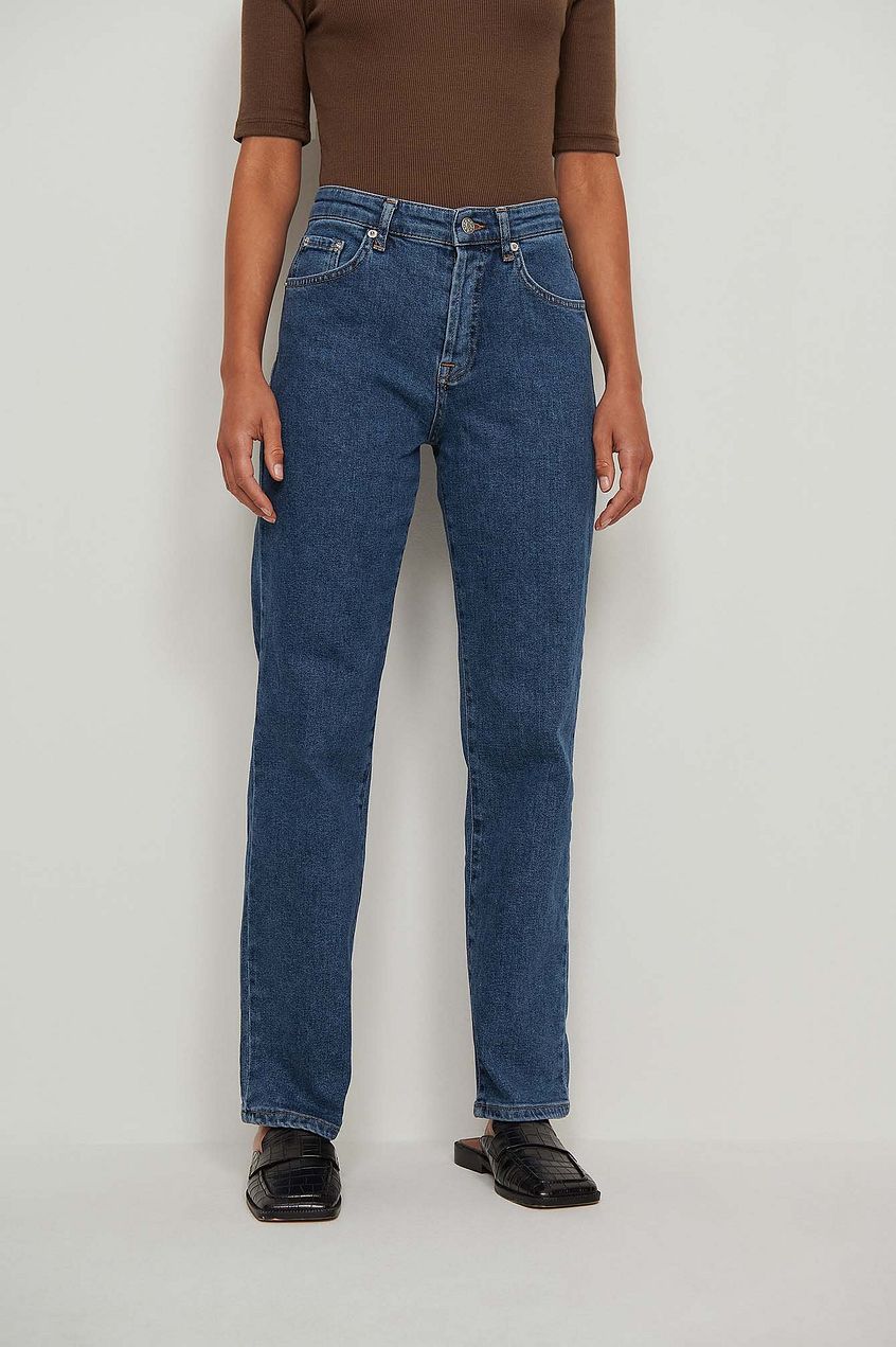 Straight Mid Waist Jeans - DENIMS 