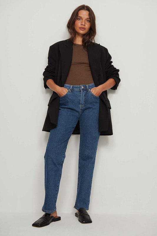 Straight Mid Waist Jeans For Womens - DENIMS 