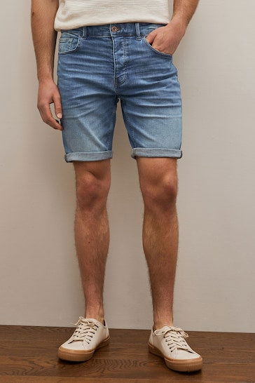 Stretch Denim Shorts For Mens Blue - DENIMS 