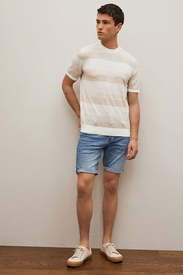 Stretch Denim Shorts For Mens Blue - DENIMS 