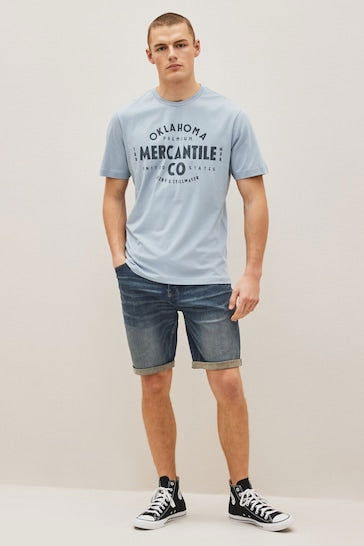 Stretch Denim Shorts For Mens Dark Blue - DENIMS 