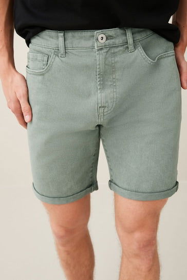 Stretch Denim Shorts For Mens Green - DENIMS 